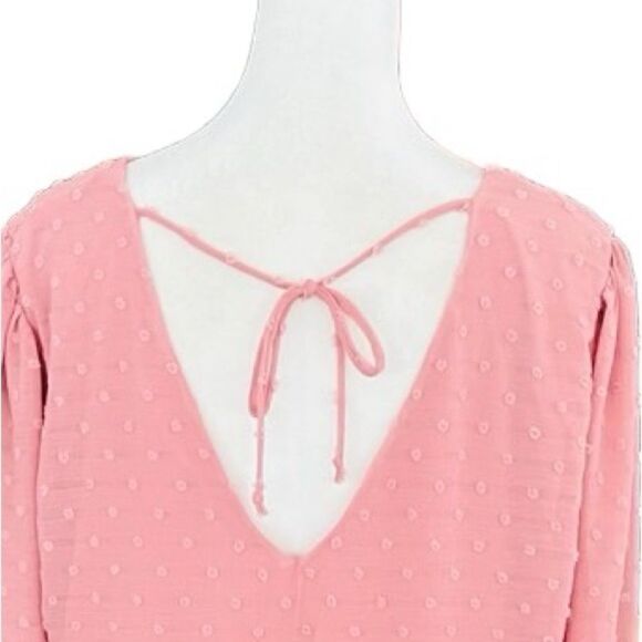Nine Britton dusty pink Swiss Dot v front/back top with elastic waistband sz M. - Picture 4 of 7
